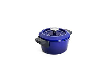 Woll Iron Gusstopf mit Deckel und Silikongriffen - Induktiv -, Ø 18 cm, 9 cm hoch, 1,8l - Geeignet für alle Herdarten, Eisenguss, backofenfest bis zu 250°, blau im Sale